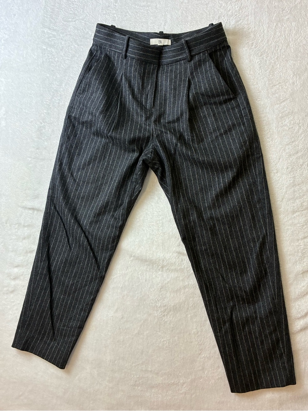 Banana Republic Black Wool Blend Pinstripe Dress Pants